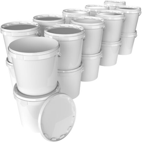 Seau avec couvercle 20 L alimentaire blanc PP 20 pièces