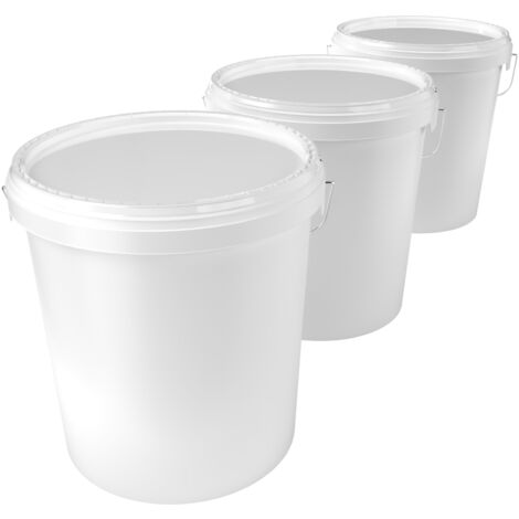 3 seaux avec couvercle seau vide plastique poignée métal 15,9 L qualité alimentaire PP