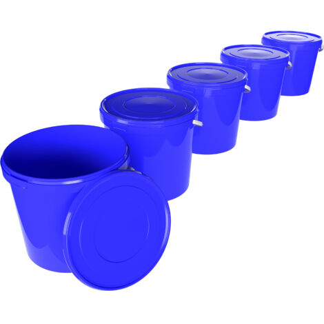 Seau avec couvercle 10L Seau de réserve alimentaire bleu (PP) 5 pièces (1/5)