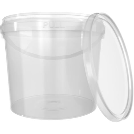 1x Seau avec couvercle 5l Transparent Rond  Seau en plastique alimentaire, étanche à l'air et stable