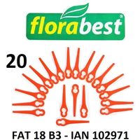 20 plaquettes de coupe / couteaux plastiques Florabest LIDL Coupe-bordures sans fil FAT 18 B3 - IAN 102971