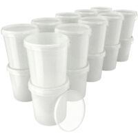 100x Seau avec couvercle Seau à vide en plastique poignée 15,9l alimentaire naturel