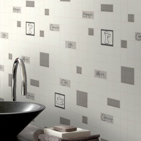 Contour Cafe Culture Kitchen Bathroom Grey Wallpaper