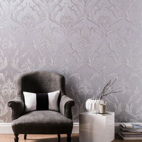 Graham & Brown Milan Damask Rose Gold and Grey Wallpaper