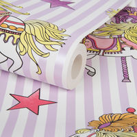 Superfresco Easy Julien McDonald Carousel Lilac Horse Wallpaper
