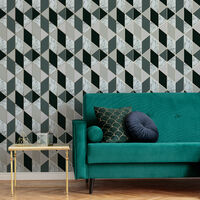 Sublime Dark Green Marble Geometric Wallpaper