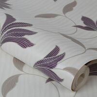 Superfresco Alannah Floral Plum/Silver Wallpaper - Violet