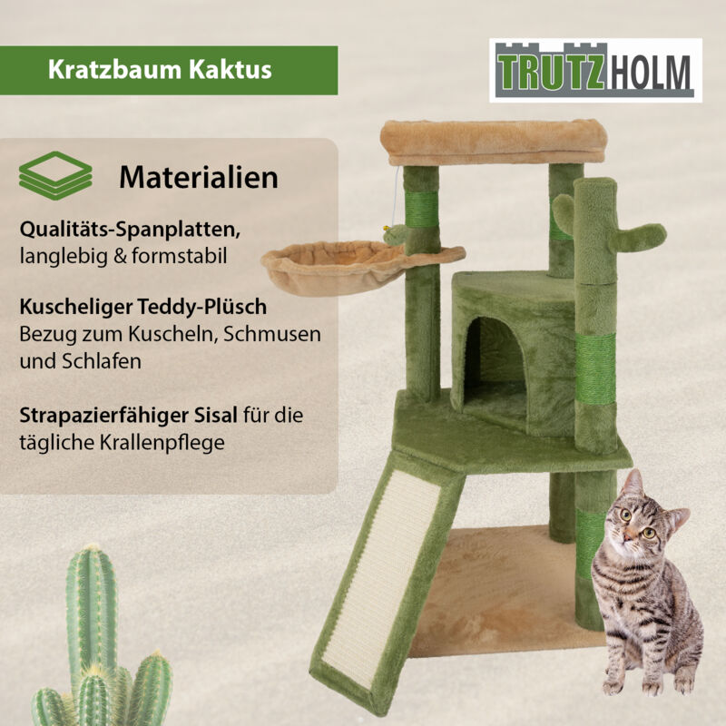 Kratzbaum Kaktus 103 cm Hhe mit Teddyplsch & Sisal mehrstckiger  Kletterbaum Katzenbaum Katzenhaus