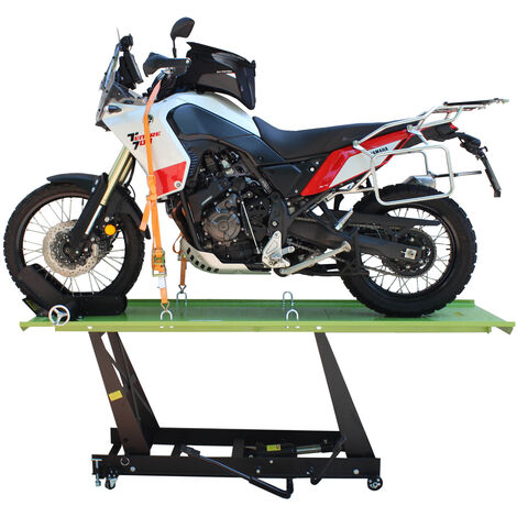 Motorradhebebühne hydraulisch 450 kg Extra-Breit 67,5 cm Bühne Montagerampe Heber schwarz/grün
