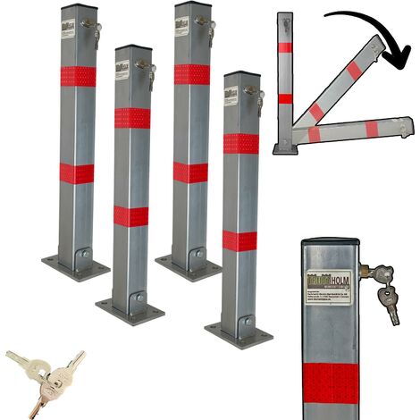 4x Absperrpfosten eckig Parkplatzsperre Sperrpfosten klappbar Standfuß (1/5)