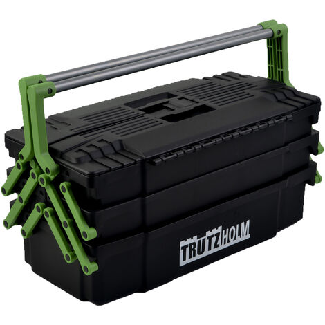 Werkzeugkiste 48x24x21 cm Kunststoff Griffe klappbar aus Stahl Werkzeugkasten Toolbox Organizer leer