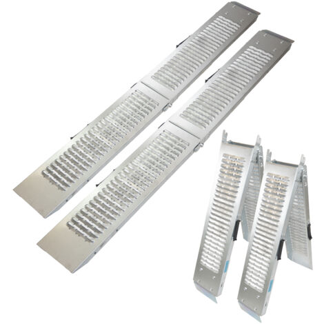 TRUTZHOLM 2 x Auffahrrampe klappbar 189cm Traglast 400 kg Stahl grau geriffelt Verladerampe Rampe