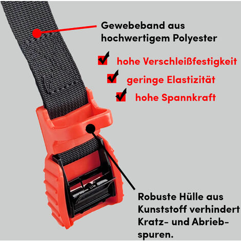2x Spanngurt Zurrgurt Klemmschloss mit Gummischutzkappe1 tlg 2 m x 2,5 cm 500 kg