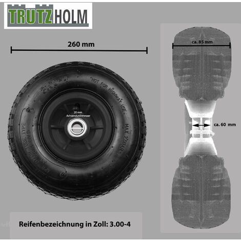 Sackkarrenrad 3.00-4 260x85 Bollerwagenrad Ersatzrad 1x , 2x, oder 4x Luftbereift (1