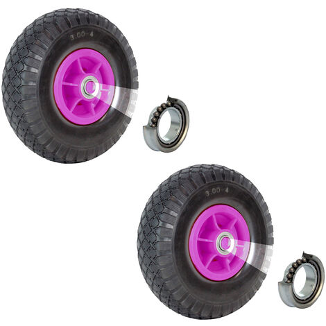 2x Sackkarrenrad 260x85mm 3.00-4 Bollerwagenrad Luftrad Ersatzrad Nabenlänge 60mm Kugellager