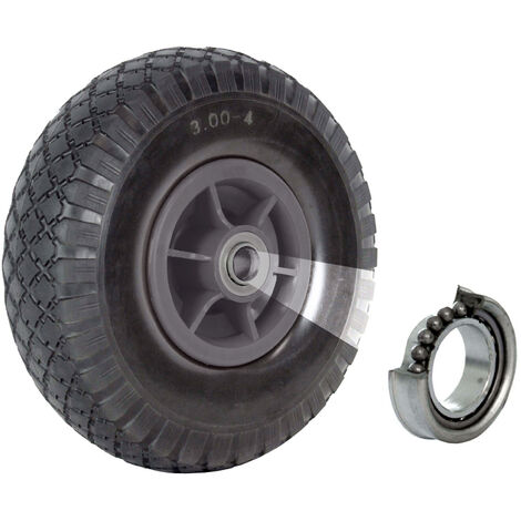 Sackkarrenrad 260x85 mm 3.00-4 Bollerwagenrad, Luftrad, Ersatzrad, Nabenlänge 60 mm versetzt grau