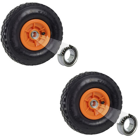 2x Sackkarrenrad Luftrad 260x85 mm 3.00-4 60 mm Nabenlänge Bollerwagenrad Ersatzrad Nabenversatz orange