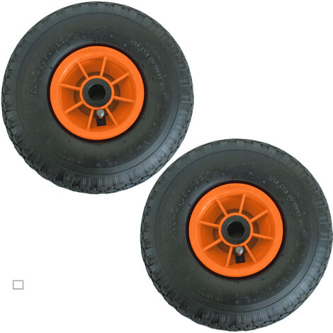2x Sackkarrenrad Luftrad 260x85 3.00-4 Achlänge 75 mm 4PR Lagen mit Nadellager orange