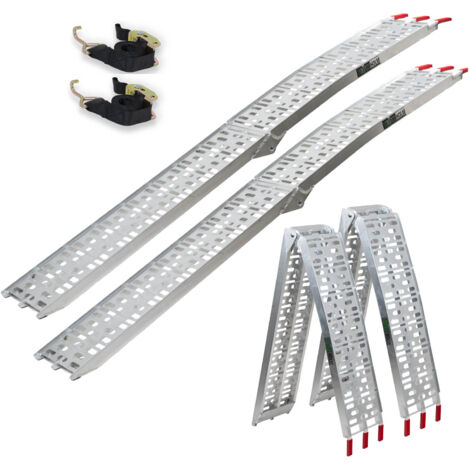 TRUTZHOLM 2 x Auffahrrampe klappbar 228 cm Traglast 680 kg Alu grau gelocht Rampen Motorradrampen