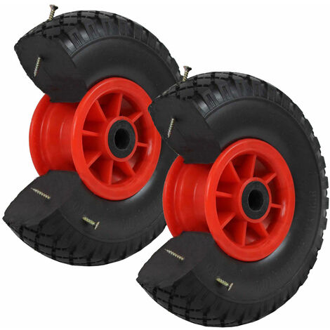 2x Sackkarrenrad Vollgummi 260 x 85 mm 3.00-4 PU für Sackkarre und Bollerwagen