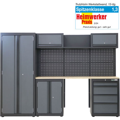 Werkstattwand 13-tlg. Modulares Werkstattschranksystem aus Stahl Werkstatteinrichtung in anthrazit