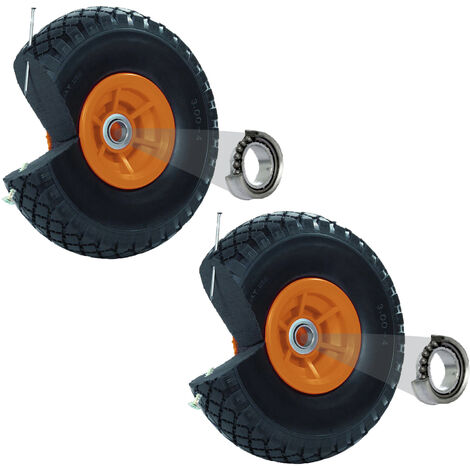 2x Sackkarrenrad Vollgummi 260x85 mm 3.00-4 60mm Nabenlänge Ersatzrad Nabenversatz orange