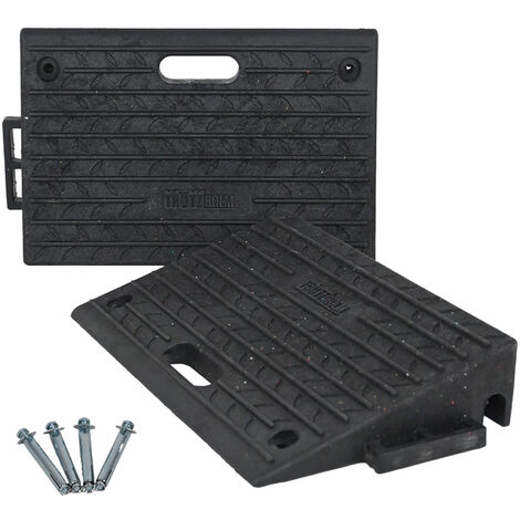 TRUTZHOLM Bordsteinrampe 2er Set 50x32x10cm Tragkraft je 2t Gummi Rampe Auffahrrampe Rollstuhlrampe
