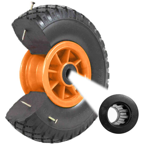 Sackkarrenrad Vollgummi 260x85 mm 3.00-4 Achsenlager 75 mm PU Ersatzrad Rad Nabenversatz orange (1/4)