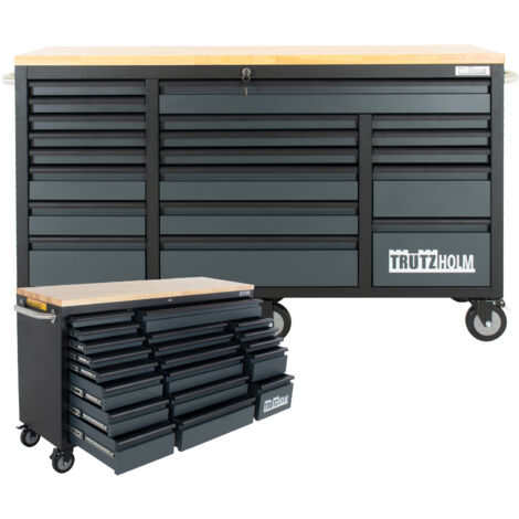 Werkstattwagen Deluxe XXL Anthrazit unbestückt 160 x 91 cm 20 Schubladen Werkbank Sideboard
