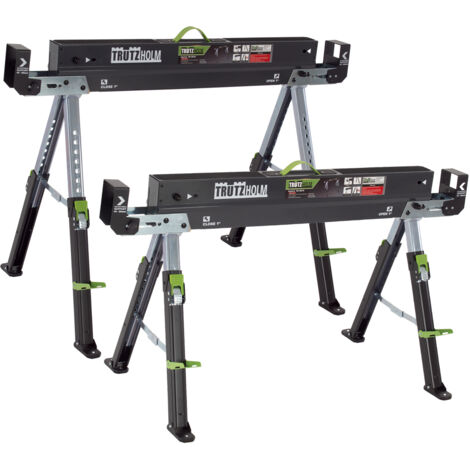 2x Sägebock 2.0 DELUXE 9-fach höhenverstellbar Stahl bis 1300 kg Klappbock Arbeitsbock Werkbock