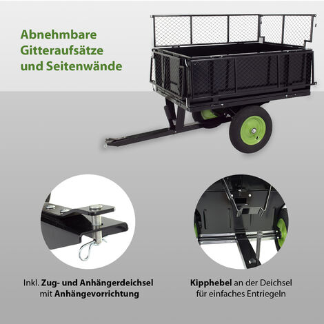 Rasentraktor Anhänger Kippanhänger 300 kg kippbar mit Kupplung