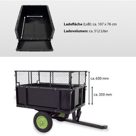 Rasentraktor Anhänger Kippanhänger 300 kg kippbar mit Kupplung