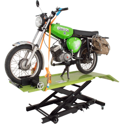 Motorradhebebühne hydraulisch 360 kg Breite 47 cm kleine Montagebühne Heber Motoradlift schwarz/grün
