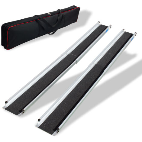 TRUTZHOLM 2 x Teleskoprampe 90 - 152 cm Traglast 272 Alu grau schwarz Antirutsch beschichtet inkl.Tasche Rollstuhlrampe