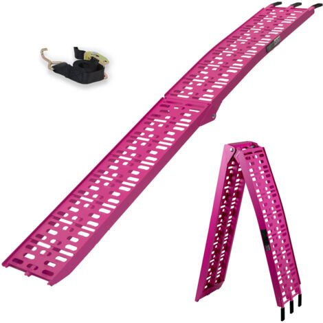TRUTZHOLM 1 x Auffahrrampe klappbar 228 cm Traglast 340 kg Alu pink gelocht Rampe Motorradrampe