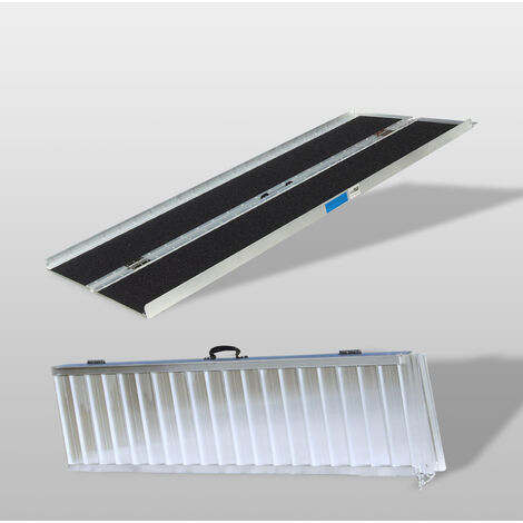 TRUTZHOLM Rollstuhlrampe klappbar 184 cm Traglast 272 kg Alu grau schwarz beschichtet Auffahrrampe