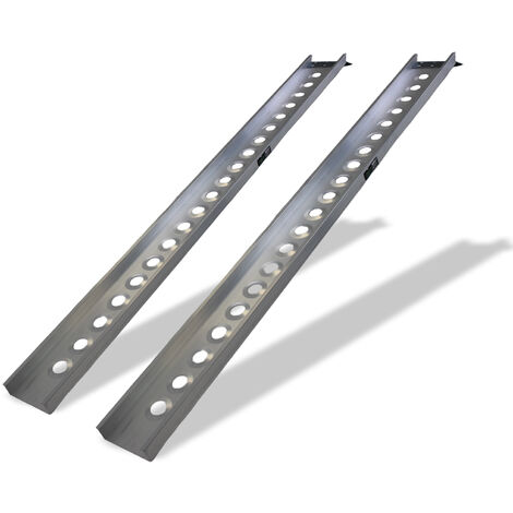 TRUTZHOLM 2x Auffahrschienen 194 cm Traglast 200 kg Alu grau Seitenkante Auffahrrampen Verladerampen