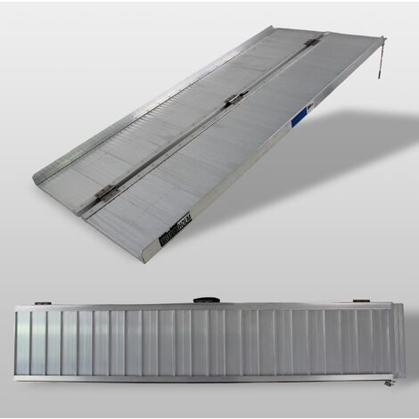 TRUTZHOLM Rollstuhlrampe klappbar 184 cm Traglast 272 kg Alu grau geriffelt Auffahrrampe