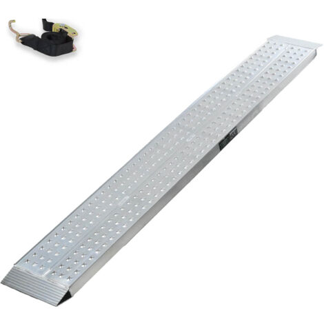 TRUTZHOLM 1 x Auffahrrampe 200 x 28 cm 270 kg Alu gelocht starr grau Verladerampe Motorradrampe