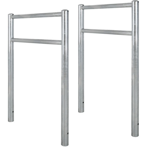 2x Fahrradanlehnbügel mit Knieholm 115x75 cm Stahl feuerverzinkt Ø 60 mm zum Einbetonieren Typ H