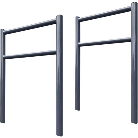 2x Fahrradanlehnbügel mit Knieholm 115x75 cm Stahl pulverbeschichtet Ø 60 mm Einbetonieren Anthrazit Typ H