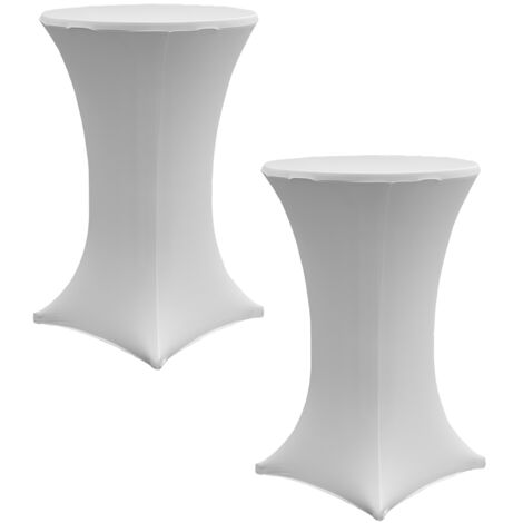 2x Stehtischhusse Stretch 70 cm weiß Tischdecke Husse Bistrotisch Partytisch (1/5)