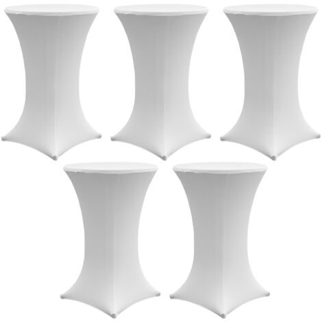 5x Stehtischhusse Stretch 70 cm weiß Tischdecke Husse Bistrotisch Partytisch (1/5)