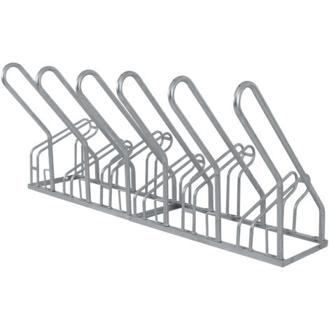 Fahrradständer für 6 Fahrräder 210x40x85 cm Stahl feuerverzinkt 2x3 höhenversetzt mit Anlehnbügel