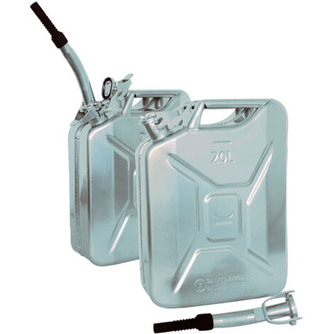 2x Metallkanister silber 20Liter inkl. Ausgießer + Halter Benzin Diesel (1/5)
