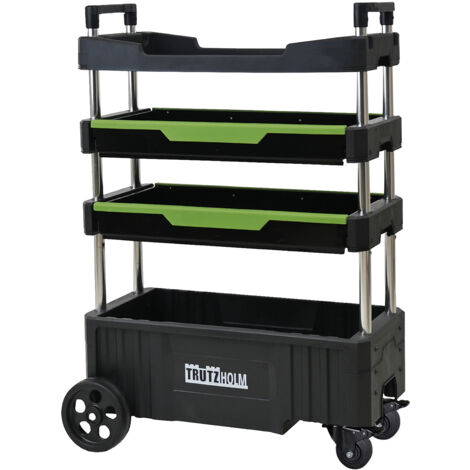 Montagewagen klappbar mobil transportabel 67,5x40x95 cm Traglast 80 kg 4 Ablagefächer leer
