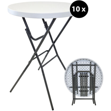 10x Stehtisch klappbar Ø 80 cm Tischplatte Höhe 110 cm Stahlgestell Partytisch Bistrotisch in Weiß (1/5)
