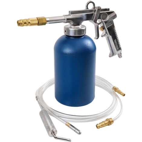 Druckbecherpistole mit 1100 ml Tank zur Hohlraumversiegelung inkl. Schläuche Hakendüse Runddüse