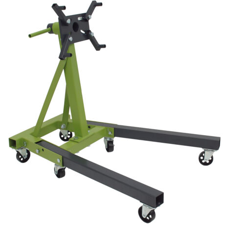 Motorständer Stahl Tragkraft 900 kg 360° Montagekopf 6 Räder Motorhalter Montageständer mobil grün (1/5)