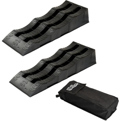 2 x Auffahrkeil 3,5 T 61 x 21 x 12 cm Kunststoff Ausgleichskeil 3 Stufen Keil mit Tasche PKW WOMO (1/5)